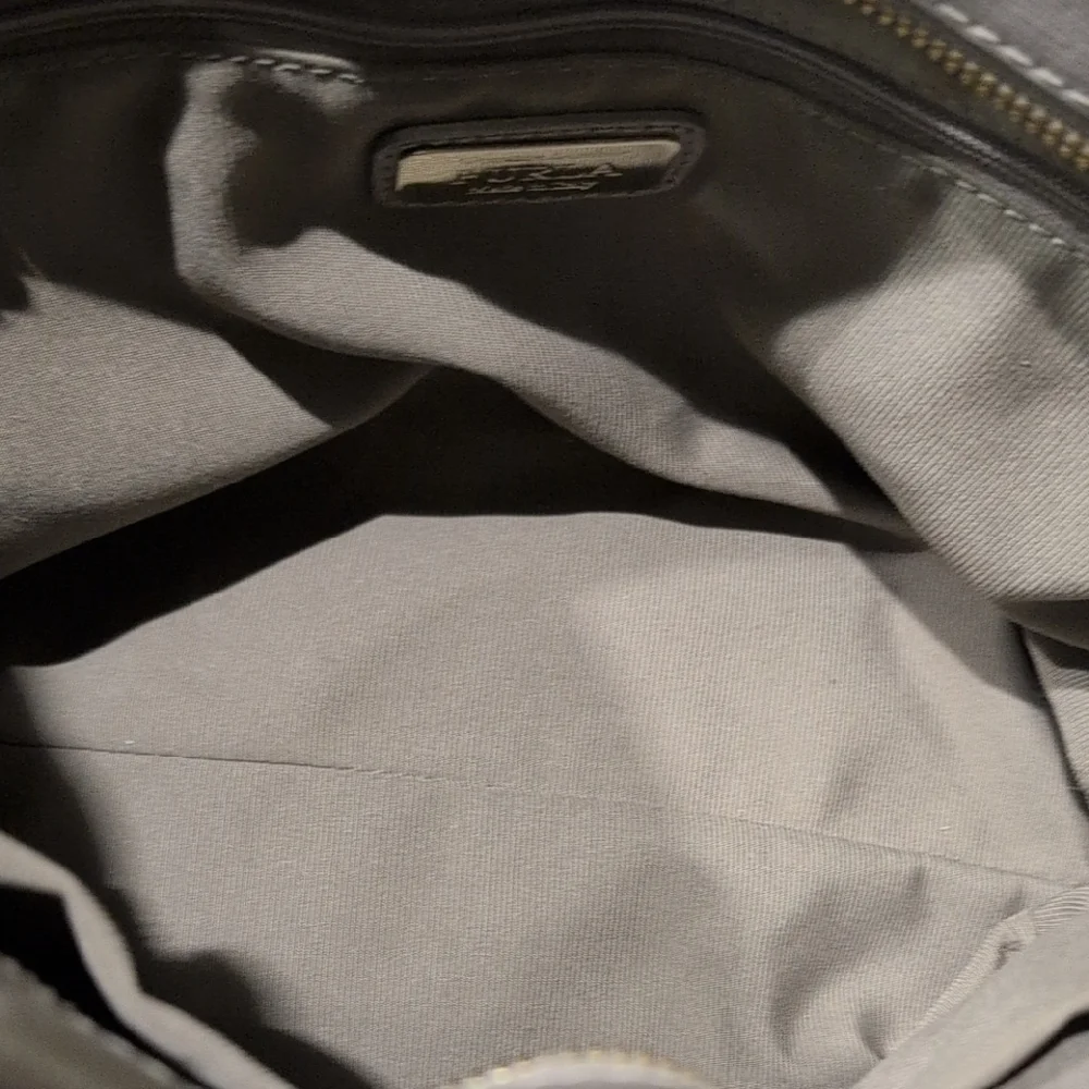 Furla Taupe Leather Tote Handbag Nice Purse 13 x 8 Stylish Club Career - Picture 11 of 16